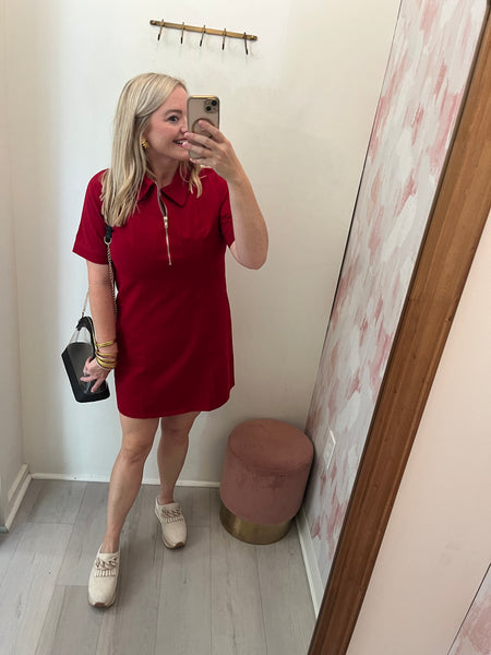 red tailgate dress Sparkle Bright Sequin Shirt Dress