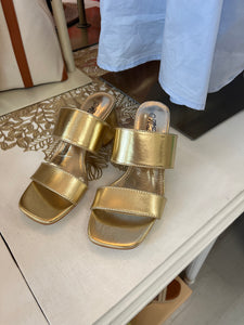 Block Heel Gold Sandal