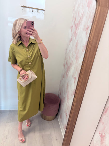 Hattie Midi Dress Chartreuse