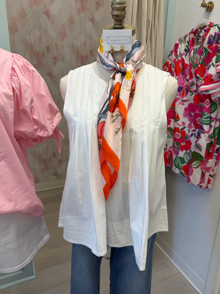 S/L Pleated Detail Blouse White