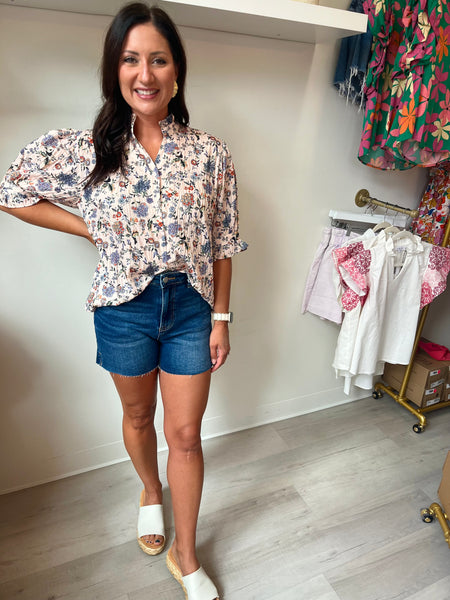 HighRise Raw Cut Side Slit Shorts