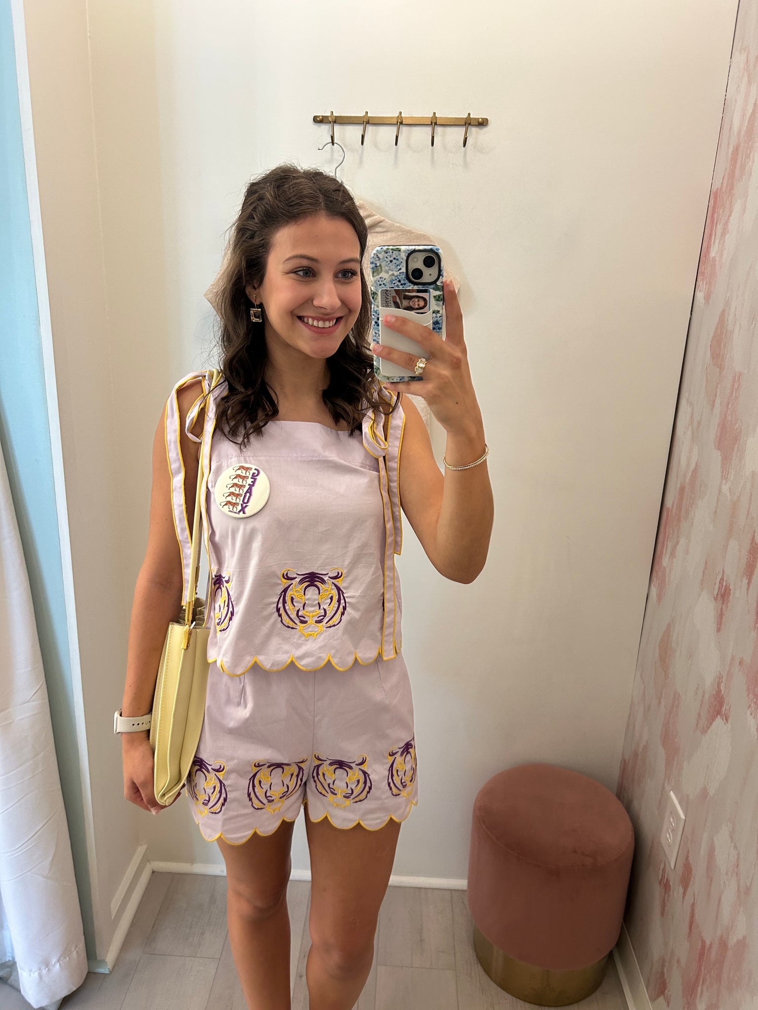 Tie Shoulder Tiger Set Purple