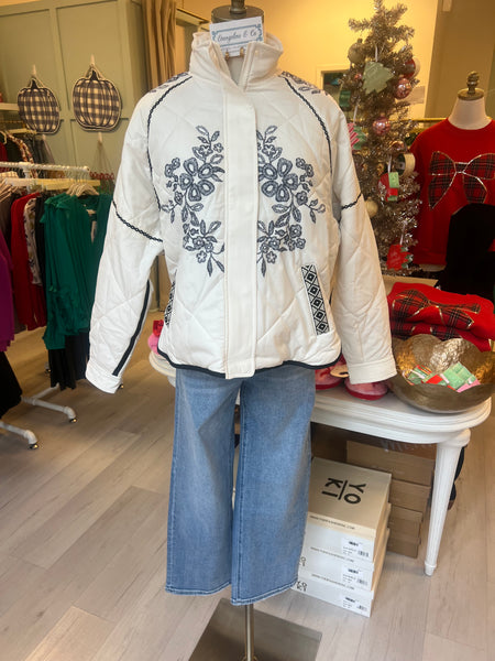 Embroidered Detail Coat