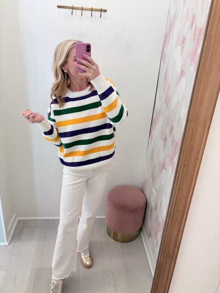Mardi Gras Striped Sweater