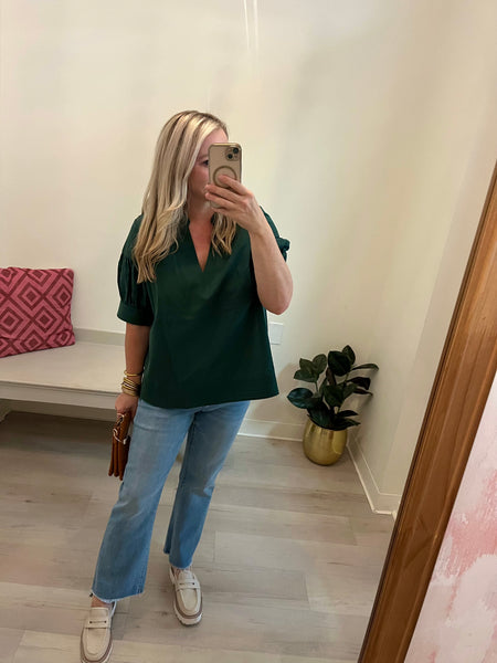 Stevie VNeck Top Forest Green