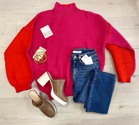 Pink Red 2 Sided Sweater