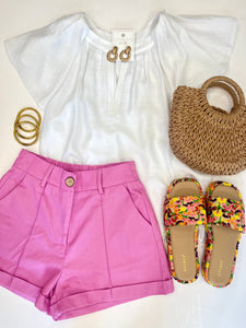 Front Seam Berry Shorts