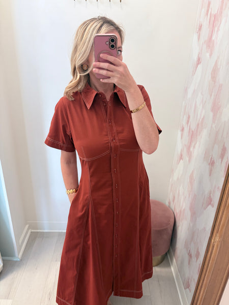 Yuri SS Midi Dress Brick