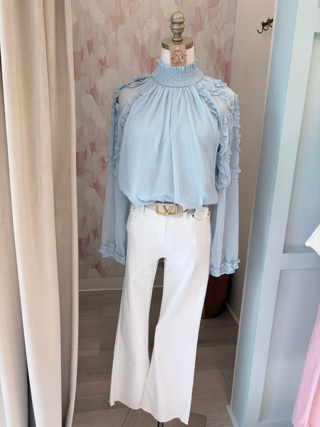 Cropped Flare White Jeans