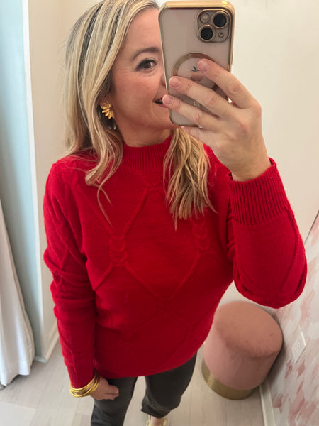 Jolly Red Cableknit Sweater