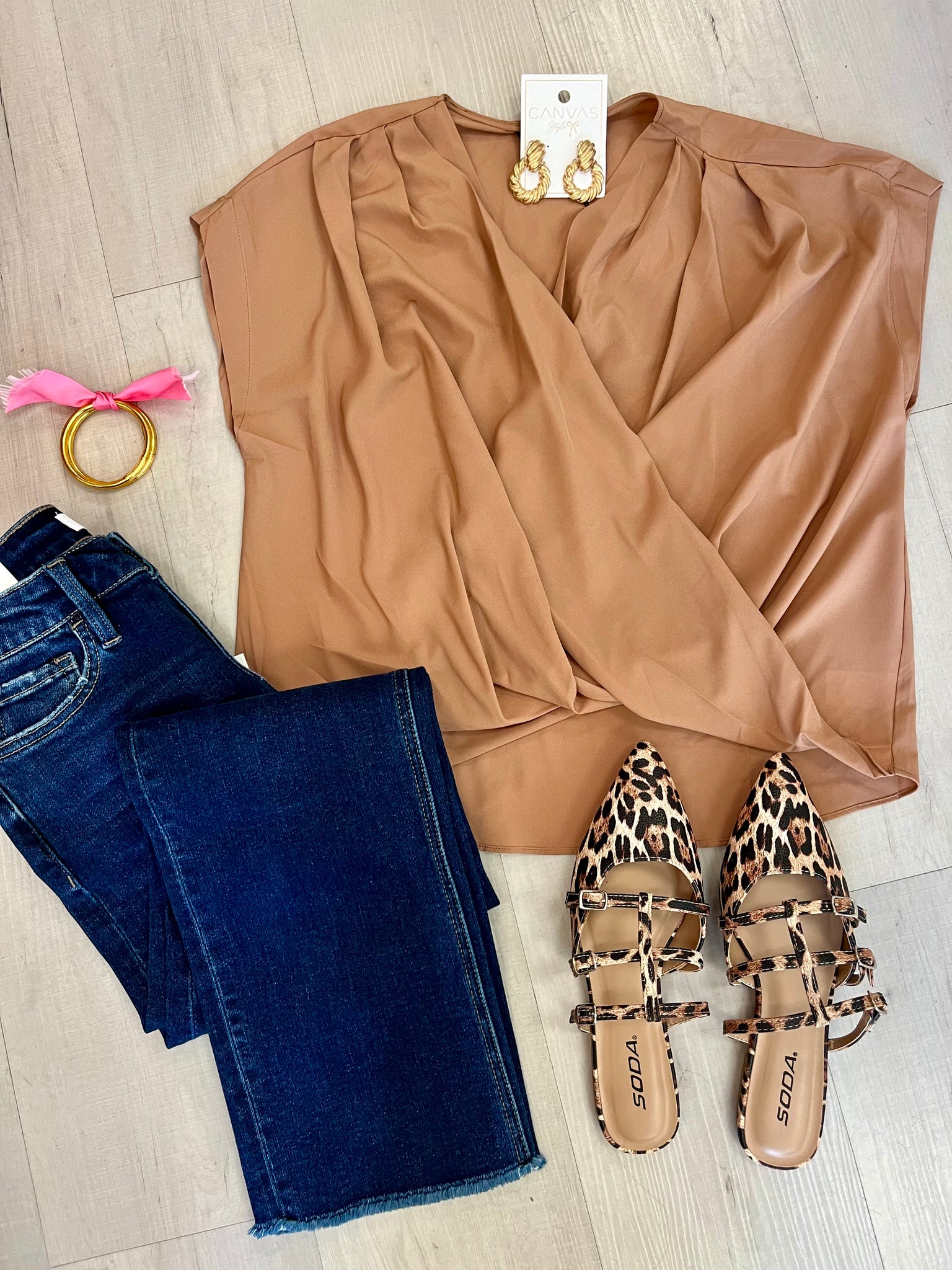 Shoulder Pleat Blouse Latte