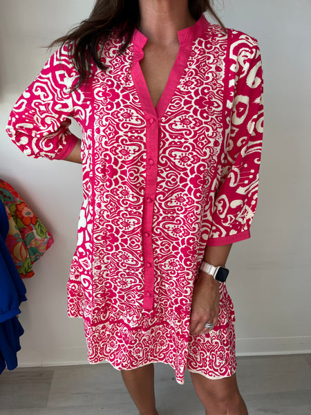 Caribbean Vibes Dress Hot Pink
