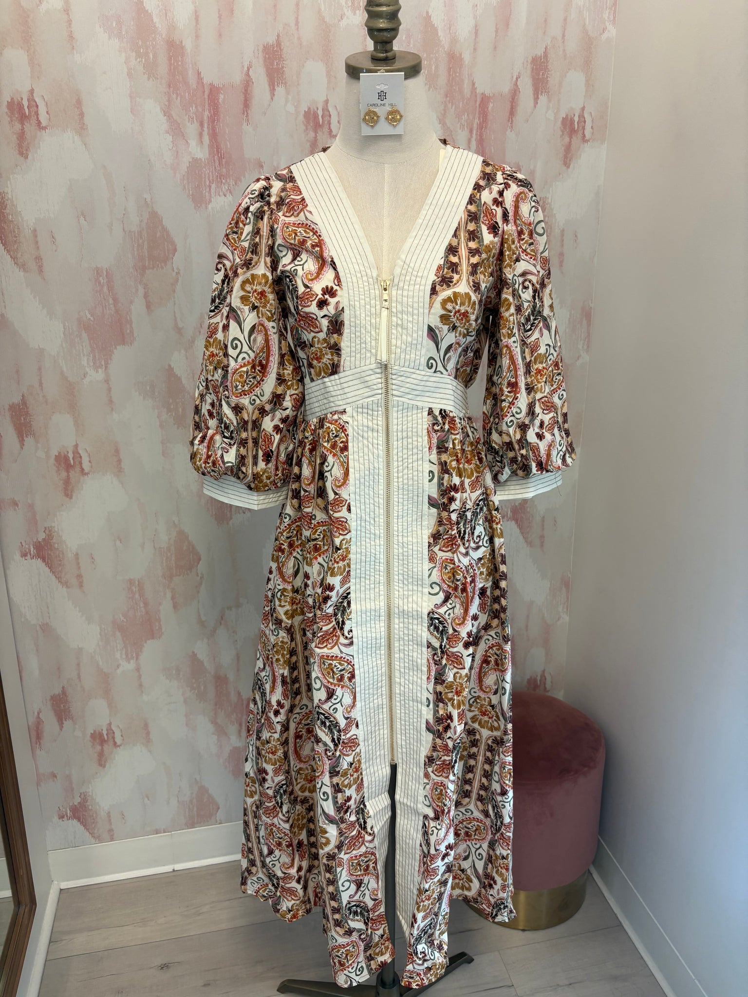 Nellie Floral Zip Up Midi Dress