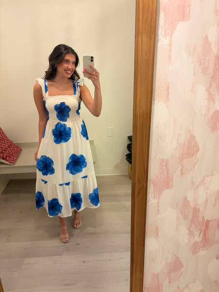 Becca Smocked Floral Midi Bl