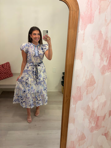 becca midi dress Becca Smocked Floral Midi Bl – Evangelene and Co