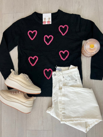 Tinsel Heart Sweater Blk