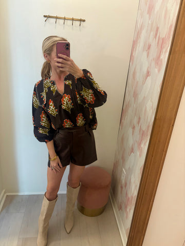 Faux Crocodile Short Brown