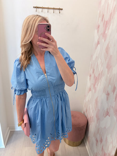 Spring Blue Zip Up Dress