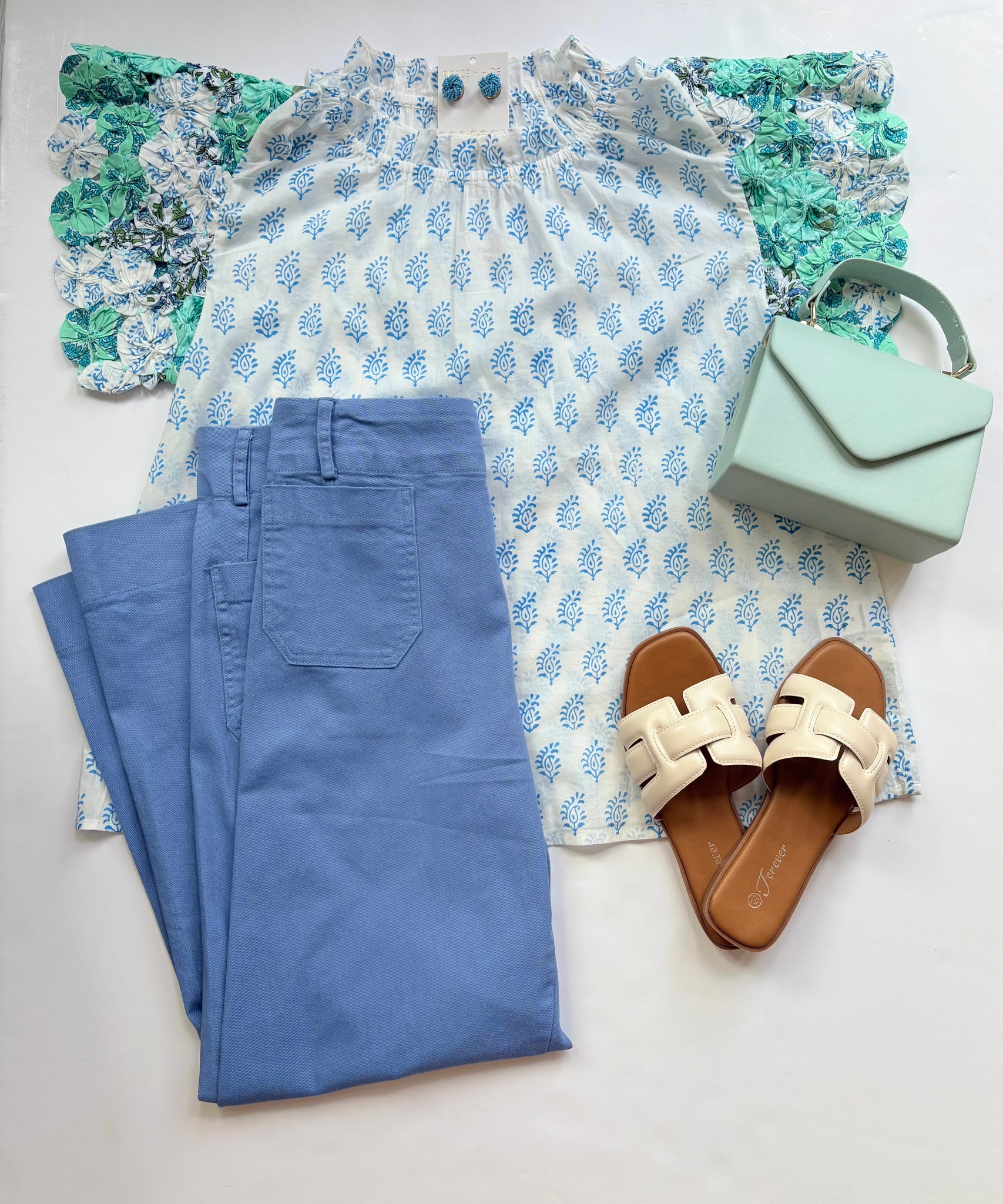 Demi Flutter Slv Flower Print Top