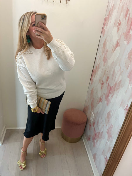 Pearl Detailed Ivory Sweater