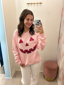 Pink Pumpkin Face Sweatshirt