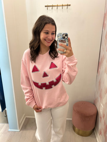 Pink Pumpkin Face Sweatshirt