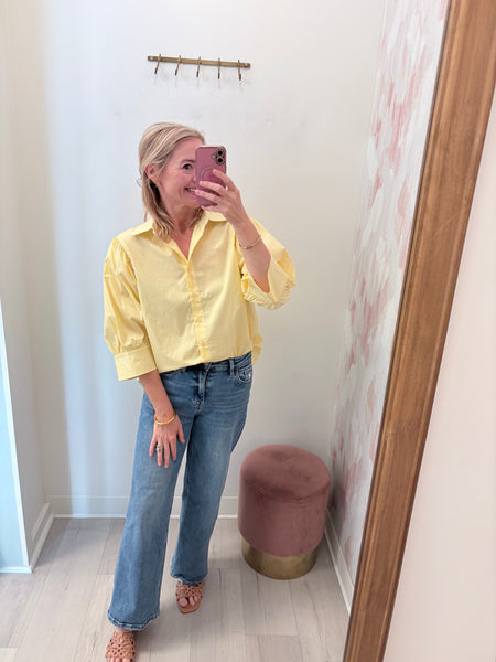 Poppy Yellow Button Up Top
