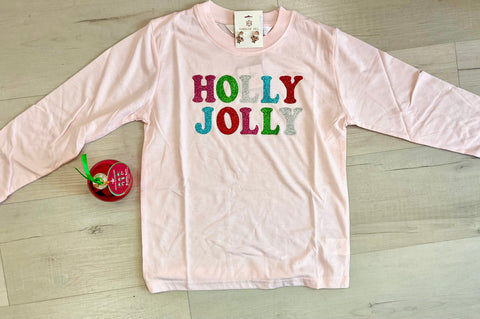 Girls Holly Jolly Glitter Top