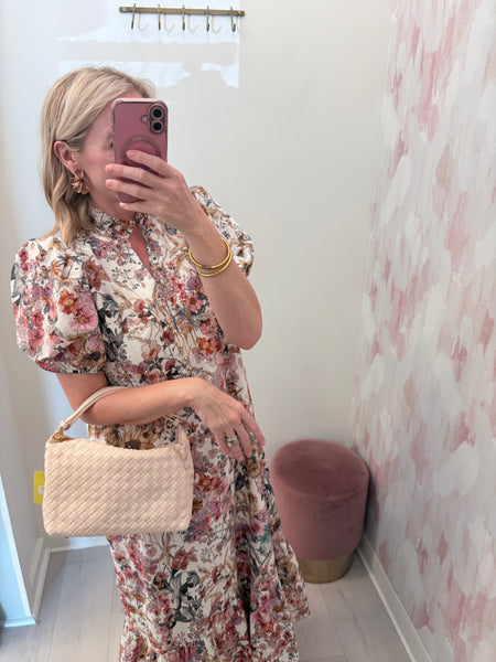 Medium Braided Purse Beige