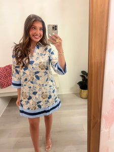 Mila Colorblock Trim Floral Dress
