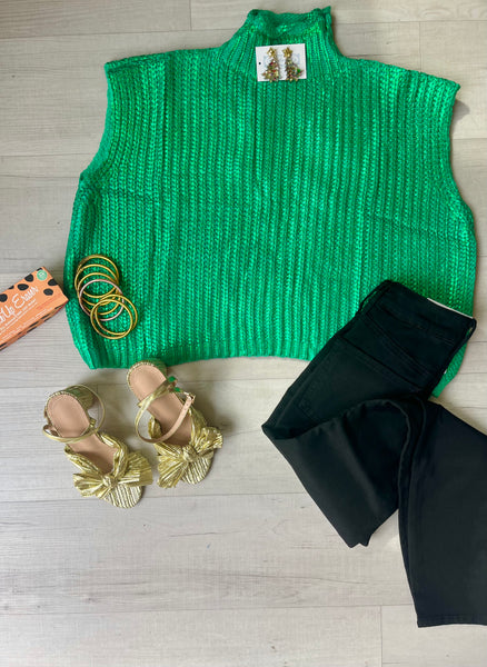 Emerald Metallic SS Sweater