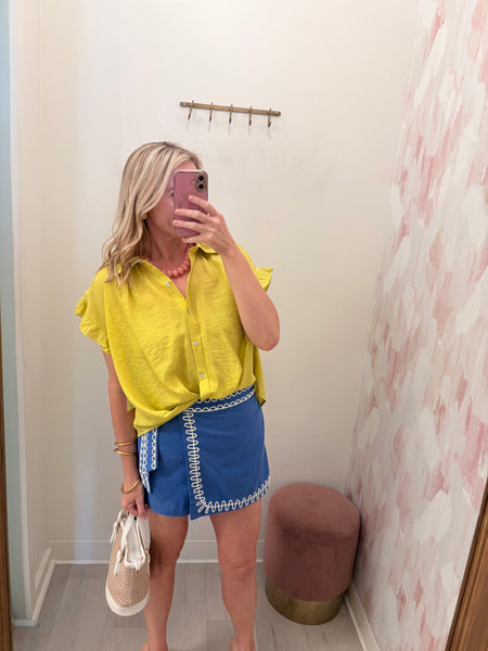 Lime Knot Front Blouse