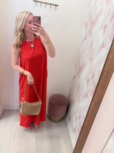 Jess Sleeveless Midi Red