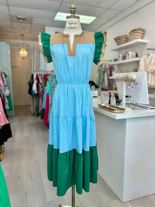 Colorblock Poplin Dress