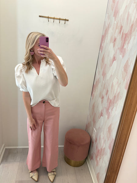 Reese Textured White Blouse