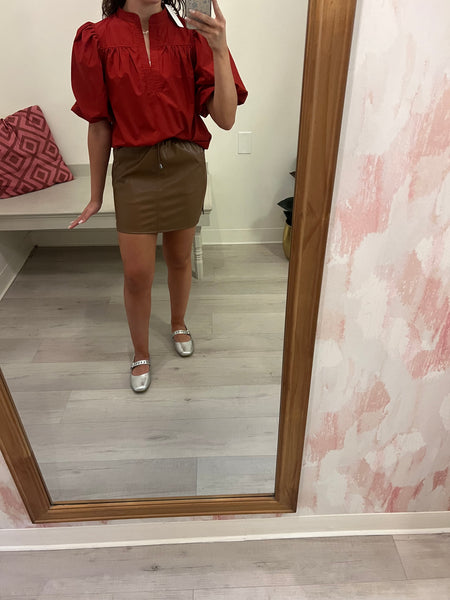 Feels Like Fall VNeck Blouse Red