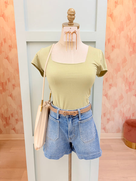 Pistachio Square Neck Top