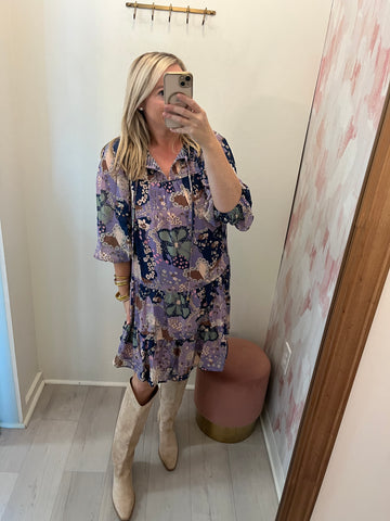 Fall Lilac Floral Dress