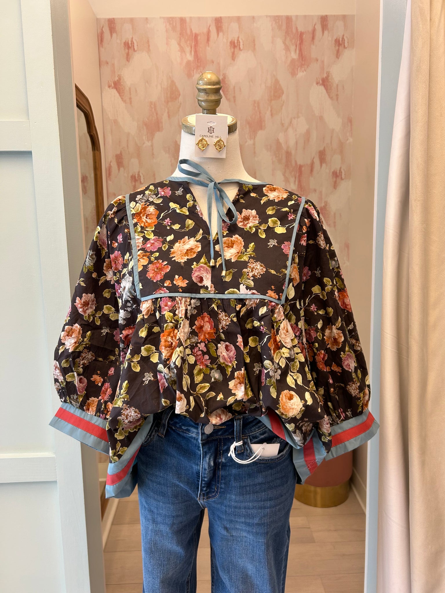 Finn Tie Detail Peplum Top Wine