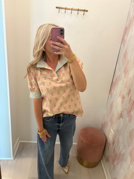 Pinstriped Floral Blouse