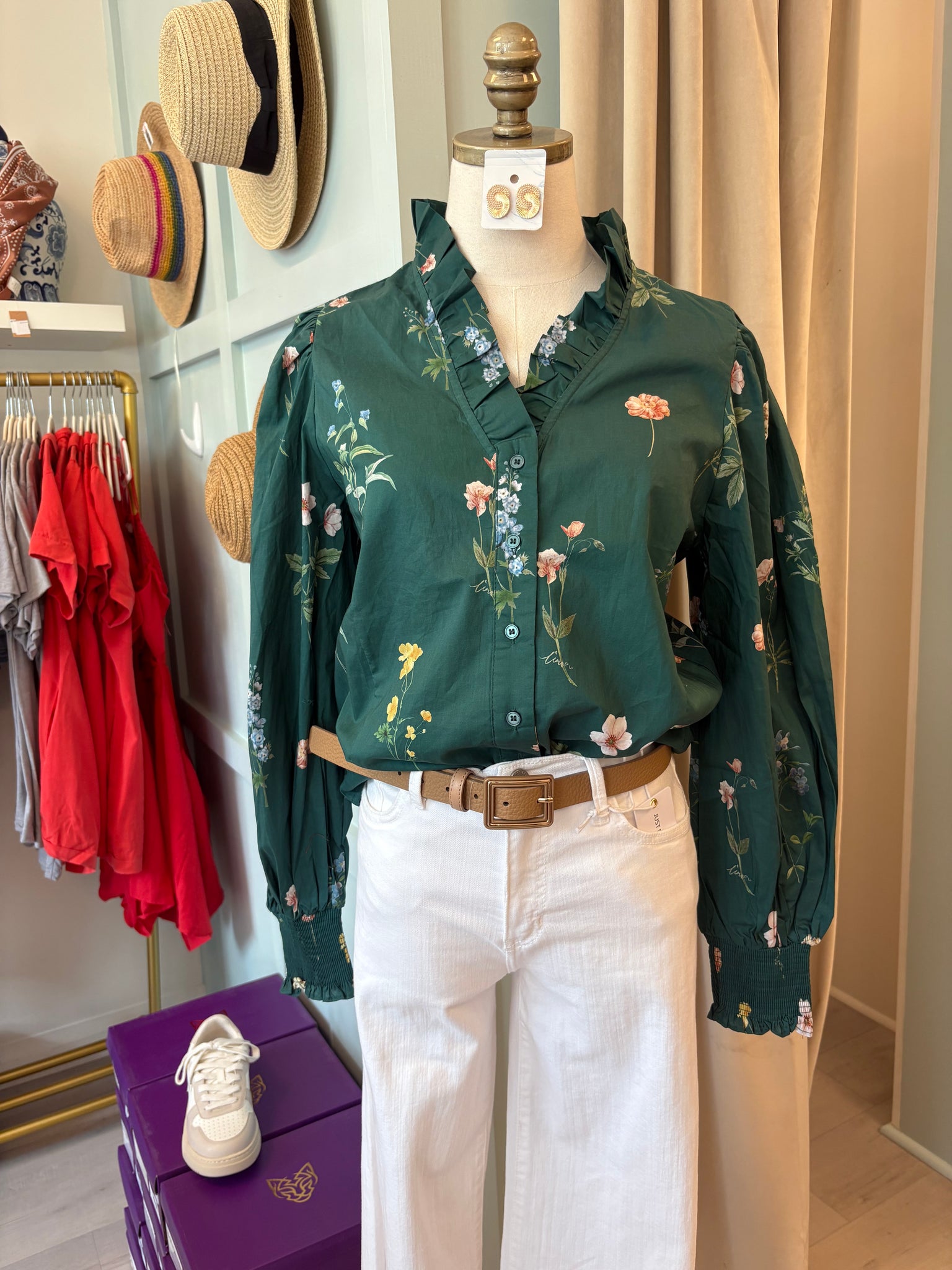 Luxe Floral Blouse Green