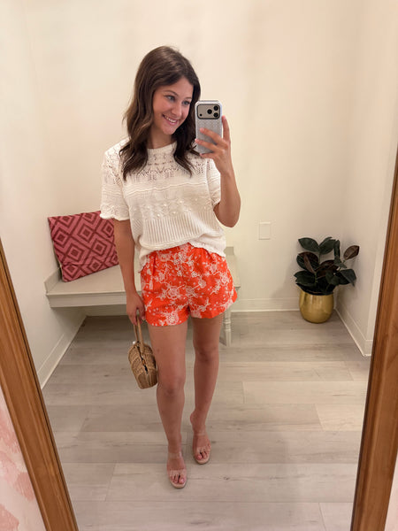 Floral Embroidered Shorts