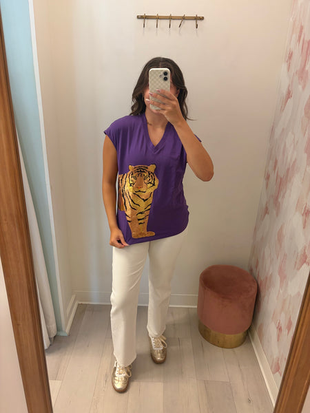 Wrap Around Sequin Tiger Top