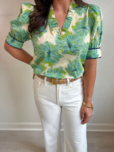 Ric Rac Mint Floral Top