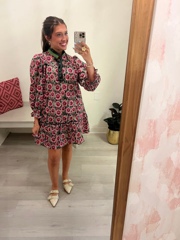 Kyle Floral Dress Grn/Pink
