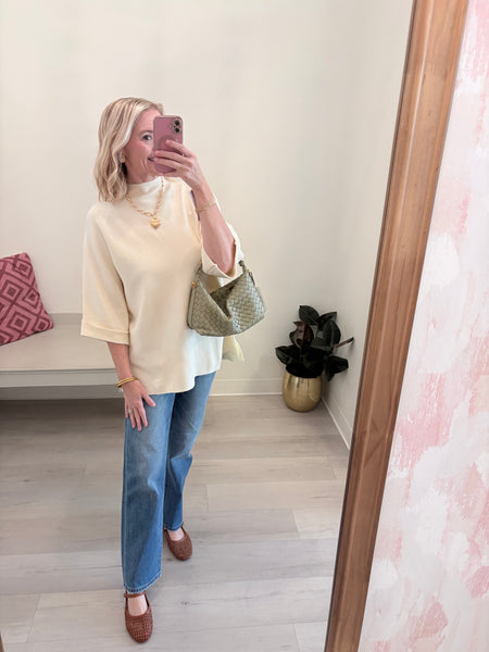 Sam 3/4 Slv Mock Neck Sweater
