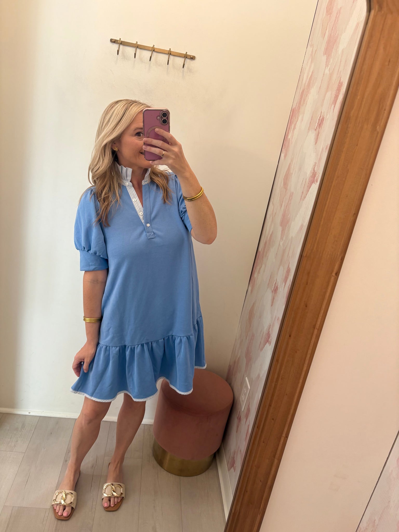 Coastal Chic Ruffle Collar Dress