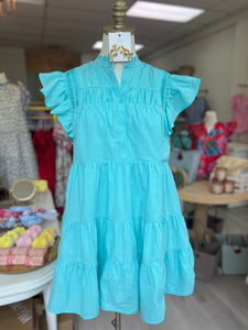 Sky Blue Pintuck Dress