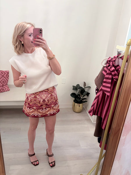 Burgundy Print Skort
