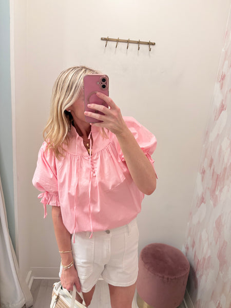 Tie Detail Pink Blouse